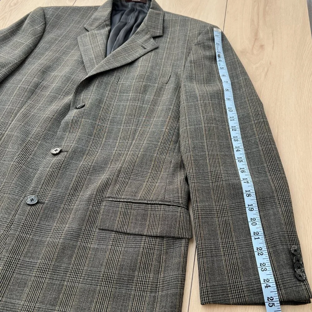 Joseph Abboud American Soft 100% Wool 3-Button Sport Coat Glen Plaid Check 42L
